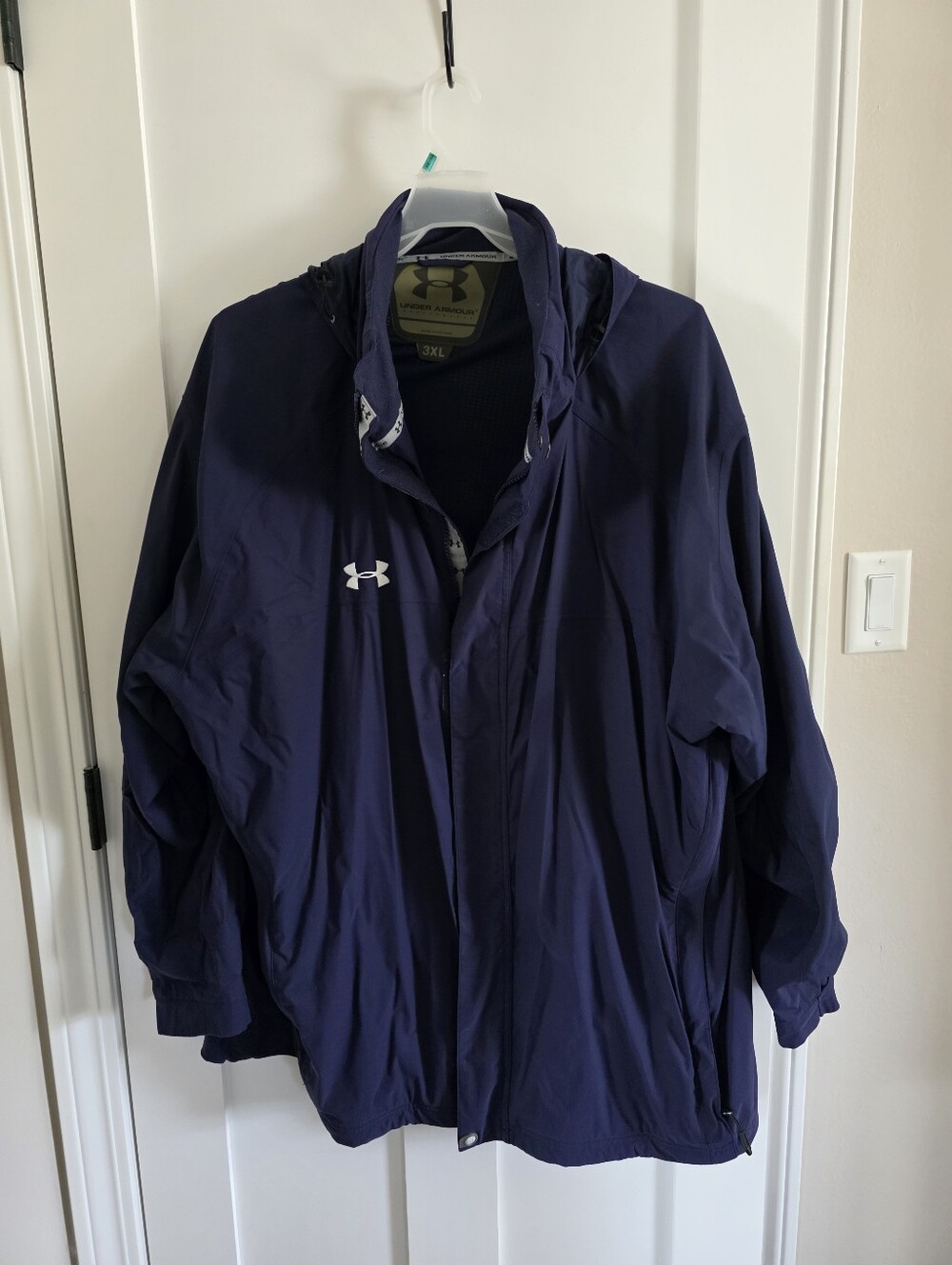 Under Armour Navy Blue Hooded Lined Windbreaker Jacket 3XL